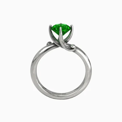 Handcrafted white gold ring with vivid green demantoid garnet centerpiece - LIVIA RING lucentset