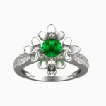 white gold ring with green garnet demantoid - FLORENCIA RING lucentset