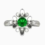 18K white gold ring with green demantoid garnet and natural diamonds