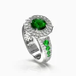 Elegant jewelry ring with green demantoid garnet and diamond accents - PARSINA RING lucentset