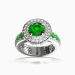 Luxury jewelry ring in white gold adorned with green demantoid garnet and diamonds - PARSINA RING lucentset