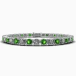 Elegant 18K white gold ring adorned with a vibrant green garnet demantoid - ELISE BRACELET Lucent Set