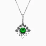 Elegant women’s jewelry with green demantoid and white gold chain - FLORENCIA NECKLACE lucentset