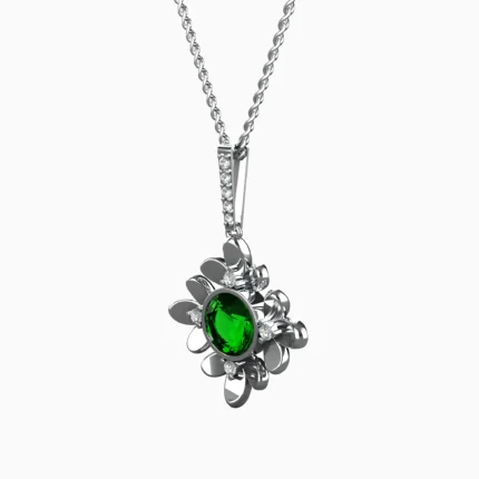 Close-up of women’s necklace with unique design and demantoid stone - FLORENCIA NECKLACE lucentset