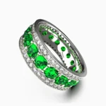 18K white gold ring with Green demantoid garnet and diamonds - ETERNAL RING lucentset