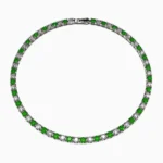 Elise necklace with 33 green demantoid garnets and 33 natural diamonds on 18k white gold - ELISE NECKLACE lucentset