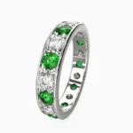 Elise ring in 18K white gold with green garnets demantoid and natural white diamonds - ELISE RING lucentset.