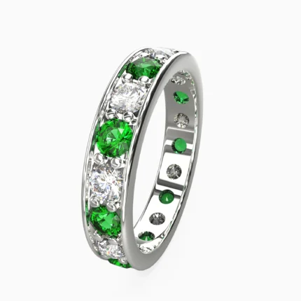Elise ring in 18K white gold with green garnets demantoid and natural white diamonds - ELISE RING lucentset.