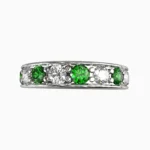 Elegant Elise ring with green demantoid garnets and natural diamonds set in 18K white gold - ELISE RING lucentset