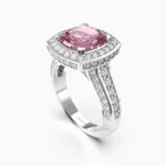 white gold ring with diamonds and pink spinel - ELIN RING lucentset