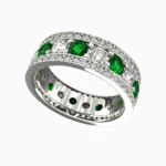 18K white gold ring featuring green demantoid garnet and natural white diamonds - VESPERIA RING lucentset