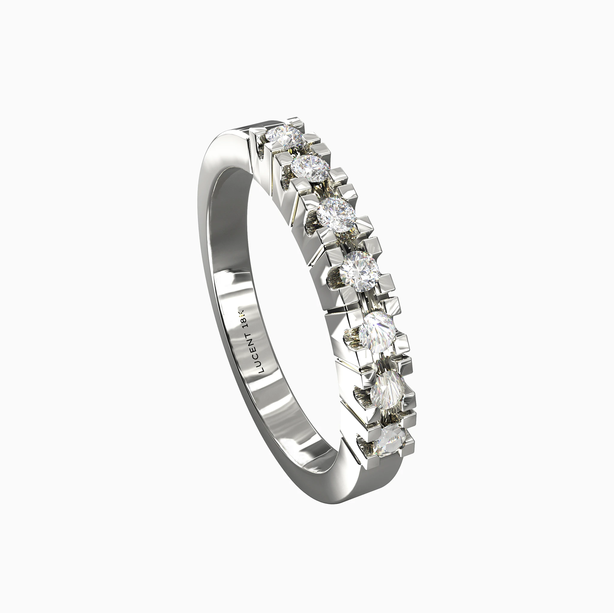 Lucentset, Gold, white diamond, Luna Ring-1 18K white gold stacking ring featuring natural diamonds and fine gemstones - LUNA RING lucentset