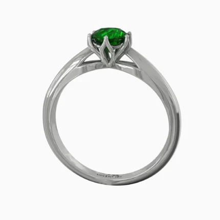 18K white gold ring featuring natural green demantoid garnet and diamonds - NOVA RING lucentset