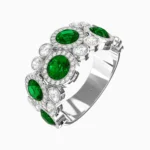 White gold jewelry ring with a diamond stone and green demantoid garnet - SERAPHINA RING lucentset