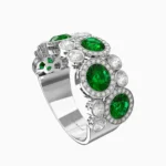 Luxury white gold jewelry ring adorned with green demantoid garnet and diamonds - SERAPHINA RING lucentset
