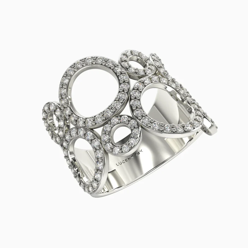 Handcrafted white gold ring natural white diamonds - FAUZIA RING lucentset