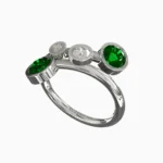 18K white gold Hoora ring with green demantoid garnet and natural diamonds - HOORA RING lucentset