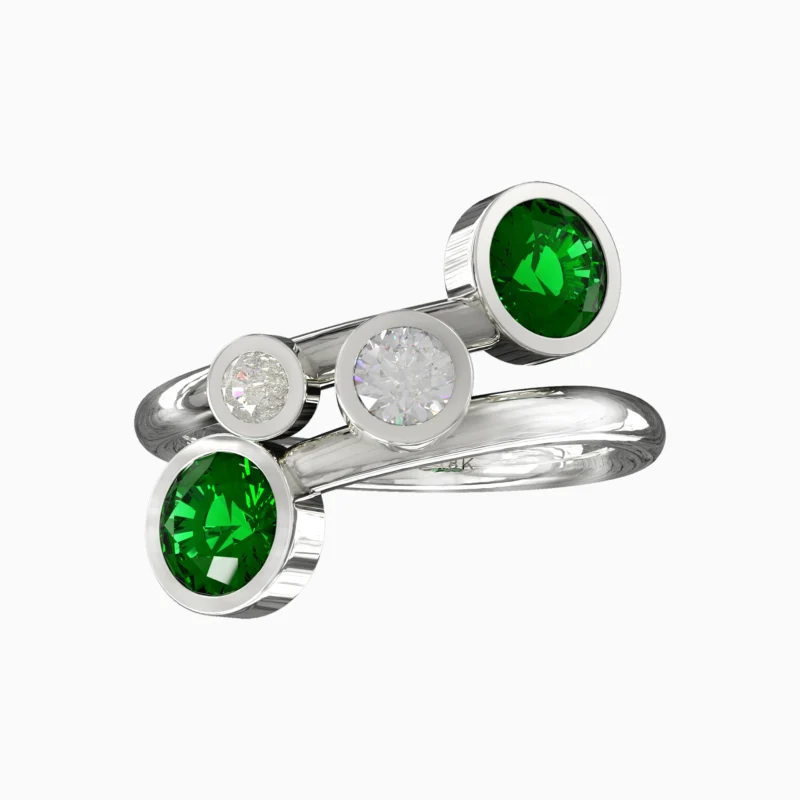 white gold ring with diamonds - HOORA RING lucentset