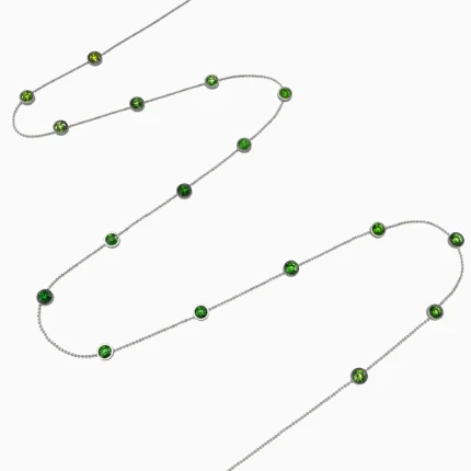 Unique women’s necklace with 80 cm length and artistic design featuring green demantoid gemstones - REGALIA NECKLACE lucentset