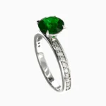 Elegant green garnet demantoid and diamonds jewelry ring - MANA RING lucentset