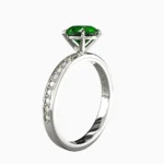 Luxury white gold jewelry ring with demantoid green garnet and sparkling diamonds - MANA RING lucentset