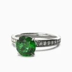 18K white gold ring featuring green demantoid garnet and diamonds - MANA RING lucentset