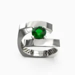 18K white gold ring set with a vibrant green demantoid garnet and brilliant-cut diamonds - RAYA RING lucentset