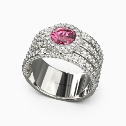 Luxury white gold jewelry ring adorned with natural pink spinel - MELORIN RING lucentset