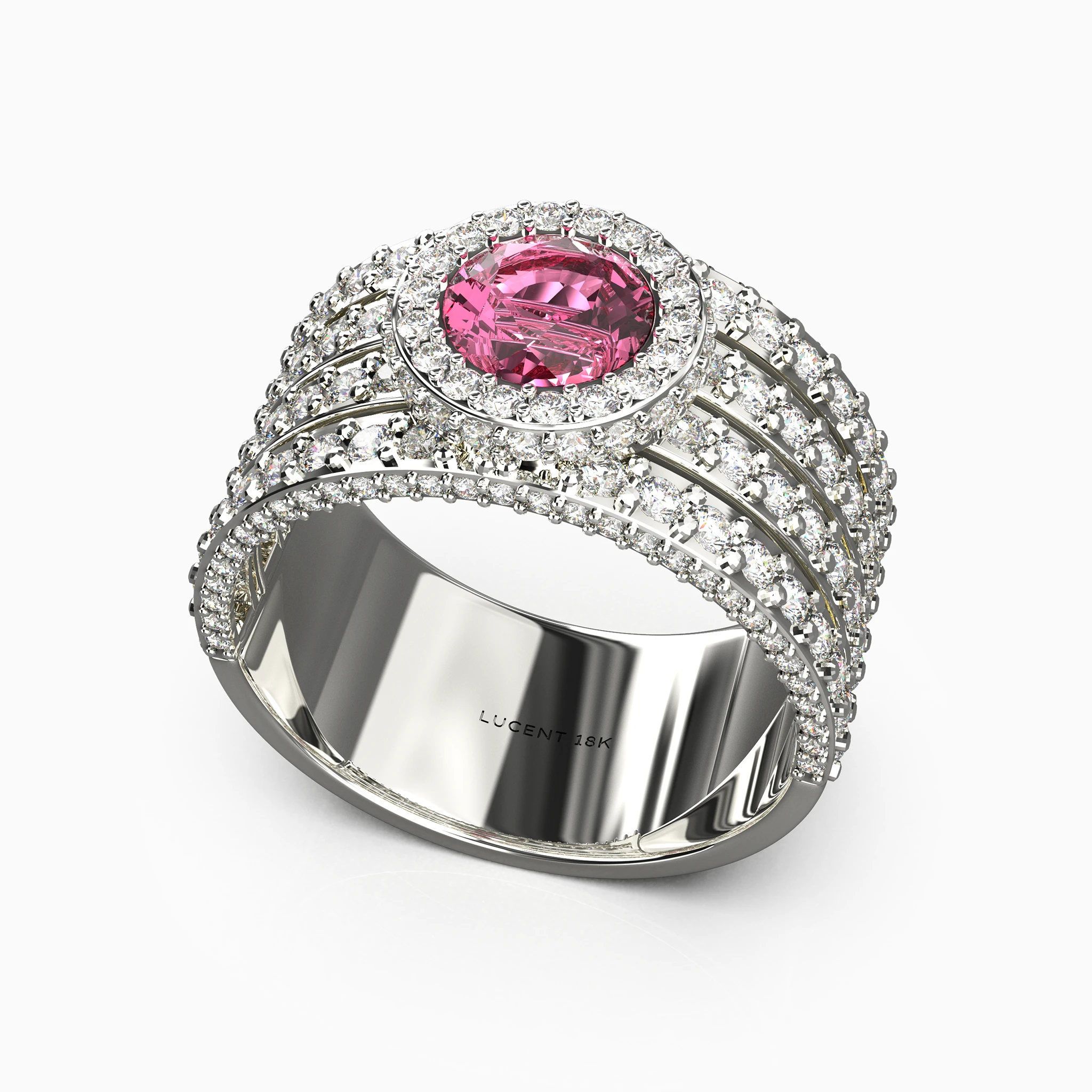 Lucentset, Gold, and pink spine melorin Ring-10 Luxury white gold jewelry ring adorned with natural pink spinel - MELORIN RING lucentset