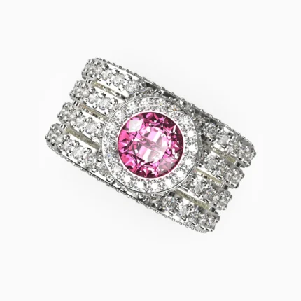 Handcrafted white gold ring with vibrant pink spinel gemstone - MELORIN RING lucentset