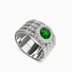 Luxury white gold jewelry ring adorned with green demantoid garnet and sparkling diamonds - MELORIN RING lucentset