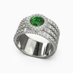 18K white gold ring featuring natural green demantoid garnet and diamonds - MELORIN RING lucentset