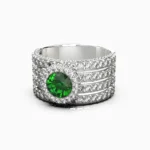 Elegant green demantoid garnet and diamond jewelry ring - MELORIN RING lucentset