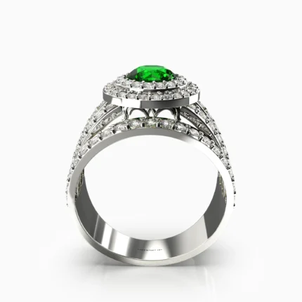 18K white gold ring featuring green demantoid garnet and diamonds - Calicera RING lucentset
