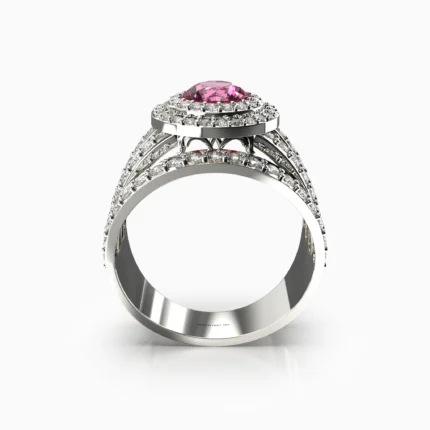 Luxury white gold jewelry ring adorned with natural pink spinel - Calicera RING lucentset