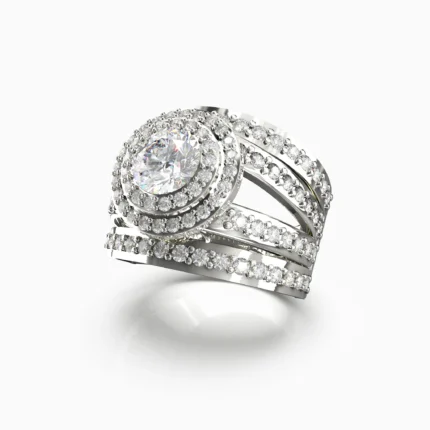 Handcrafted white gold ring with sparkling diamonds - Calicera RING lucentset