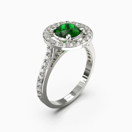Handcrafted 18K white gold ring with natural green demantoid garnet - IVO RING lucentset