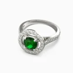 Elegant white gold ring featuring a vivid green demantoid garnet - IVO RING lucentset