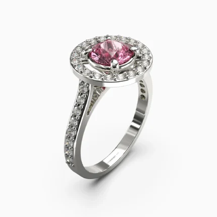 Handcrafted 18K white gold ring with natural pink spinel - IVO RING lucentset