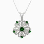Avin necklace with green Demantoid garnet in floral design - AVIN NECKLACE lucentset