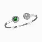 Luxury white gold jewelry bracelet adorned with green garnet demantoid and sparkling diamonds - Nira Bracelet lucentset