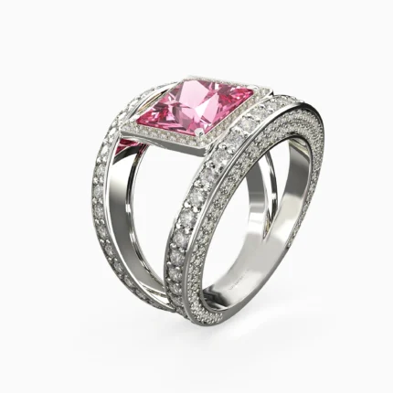 white gold ring with diamonds and pink spinel - VORA RING lucentset