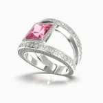 Luxury 18K white gold ring featuring a 1.70 ct natural pink spinel and 234 white diamonds - VORA RING lucentset