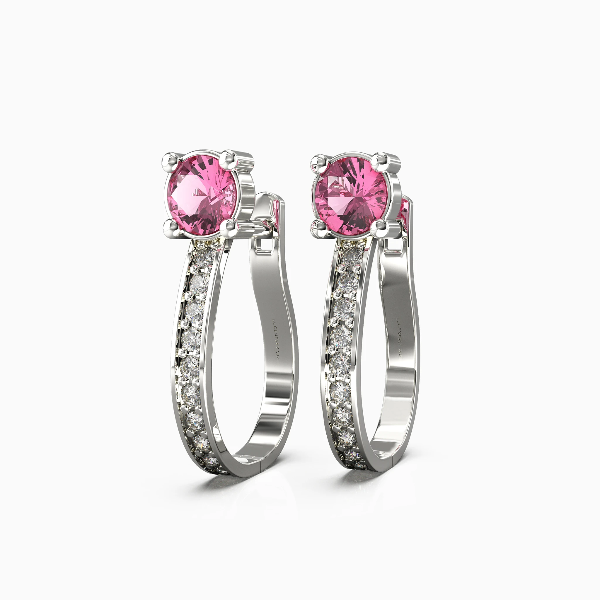 Lucentset, Gold, Garnet, pink spinel,Evalure Earrings-4 lucentset-gold-pink- spinel-earrings