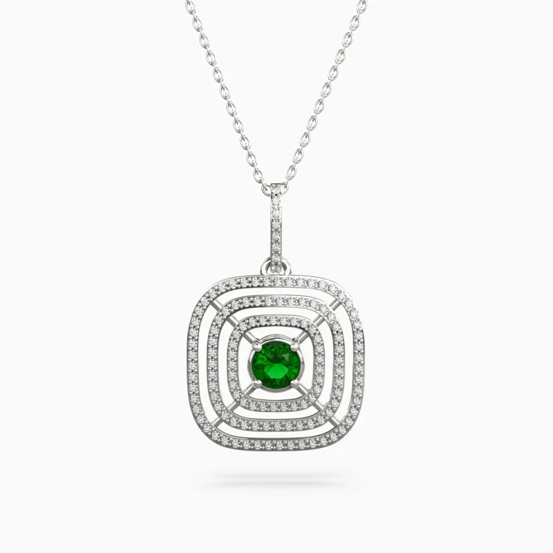 White gold and diamond necklace featuring vibrant green demantoids – timeless luxury - ZANORIA NECKLACE lucentset