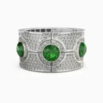 Luxury jewelry ring in white gold adorned with green demantoid garnet and diamonds - VELARIE RING lucentset
