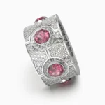 Lucent Set ring with pink spinel and natural white diamonds in 18K white gold -VELARIE- RING lucentset