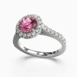 white gold ring with diamonds and pink