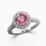 Elegant pink spinel ring surrounded by sparkling white diamonds - elorine RING lucentset