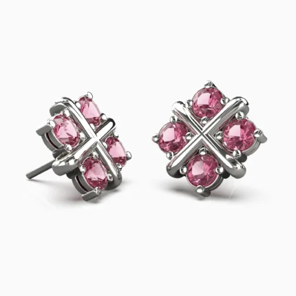 Elegant women’s jewelry with pink spinel in floral design - EVALI-EARRINGS lucentset